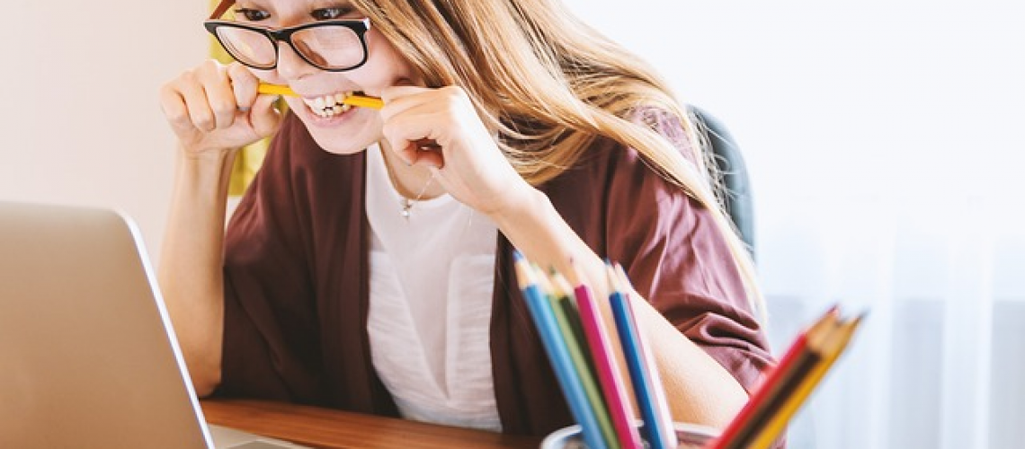 Young Student focused on her home school programs.